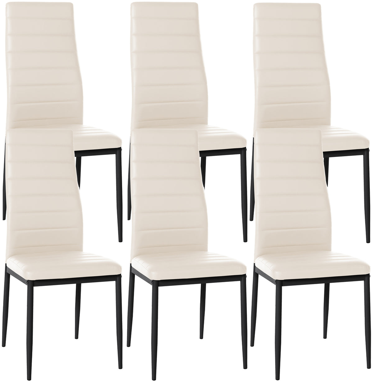 6er Set Esszimmerstühle Mayfair Kunstleder - creme