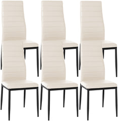 6er Set Esszimmerstühle Mayfair Kunstleder - creme