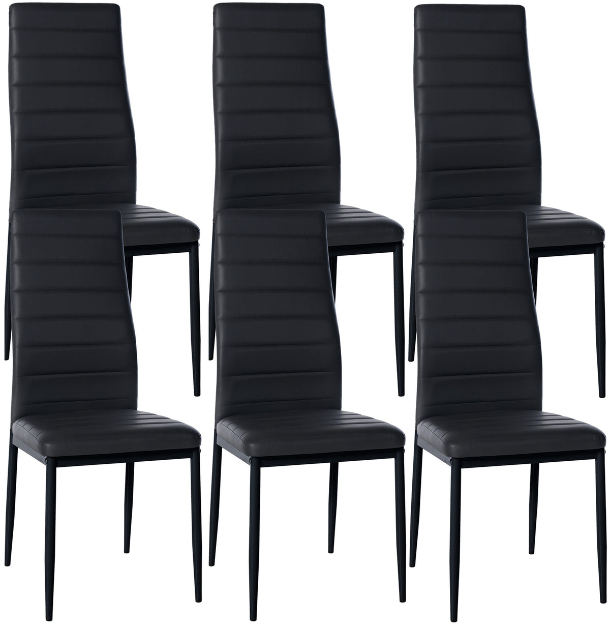 6er Set Esszimmerstühle Mayfair Kunstleder - schwarz
