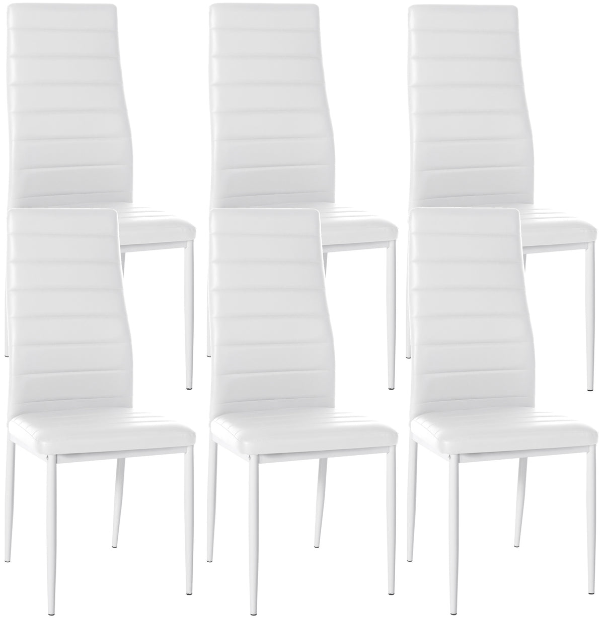 6er Set Esszimmerstühle Mayfair Kunstleder - weiß