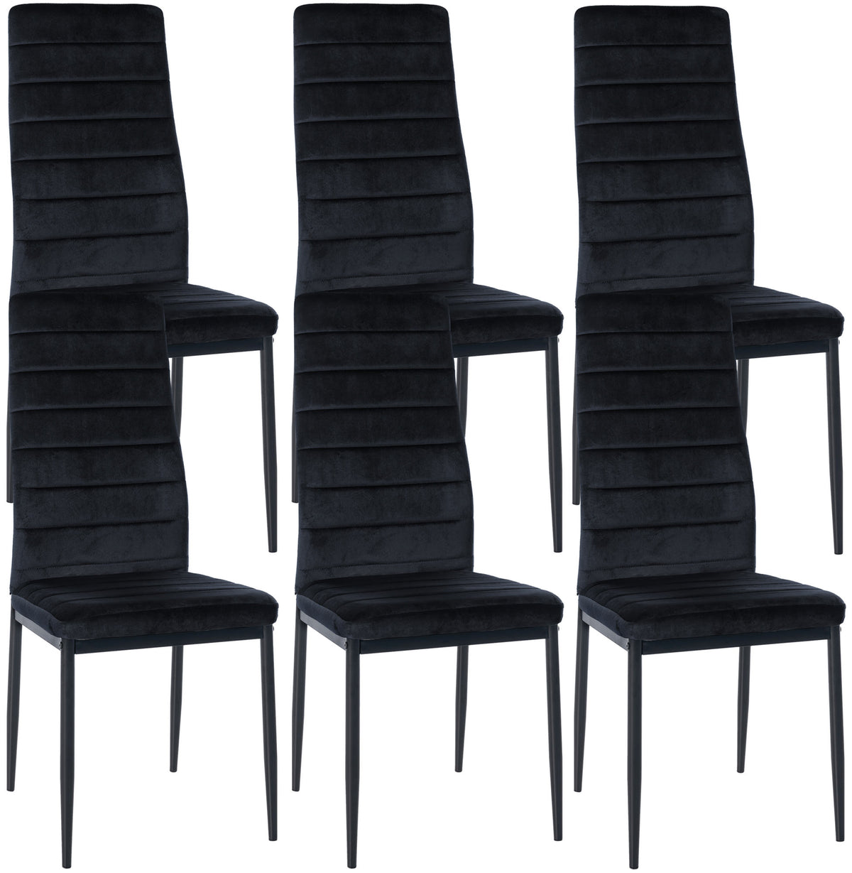 6er Set Esszimmerstühle Mayfair Samt - schwarz
