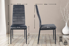 4er Set Esszimmerstühle Mayfair Samt - grau
