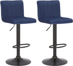 2er Set Barhocker Jamie Samt - blau