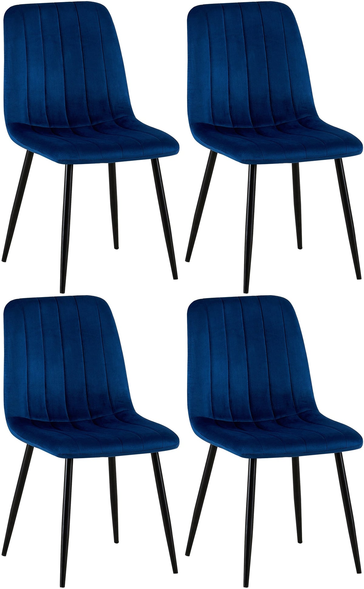 4er Set Stühle Dijon Samt - blau