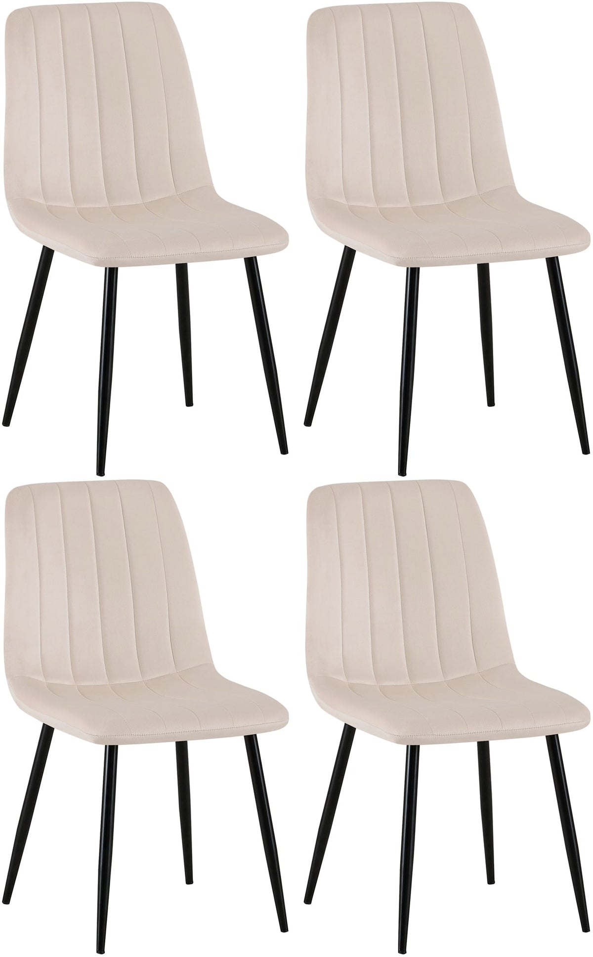 4er Set Stühle Dijon Samt - creme