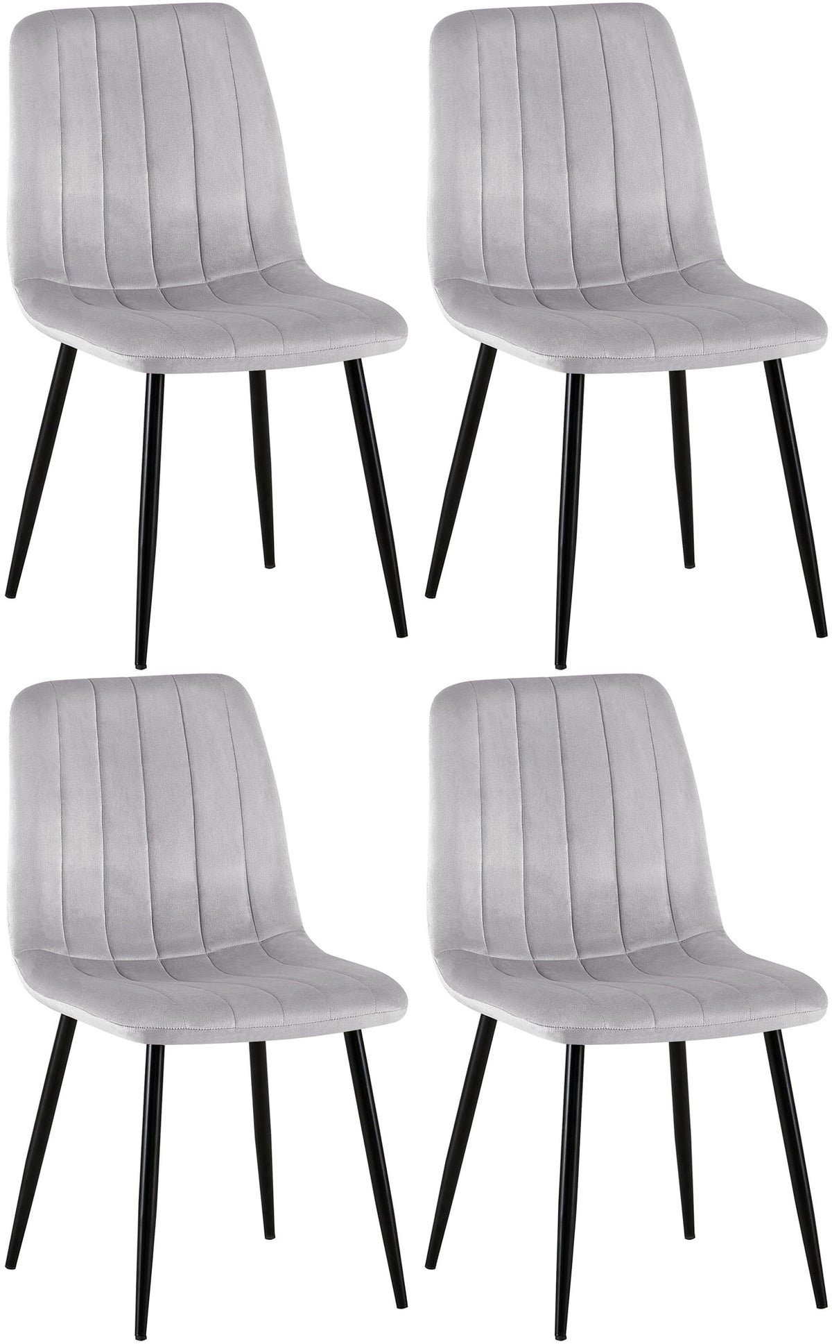 4er Set Stühle Dijon Samt - grau