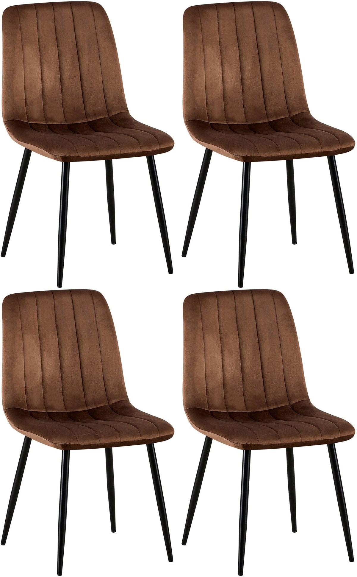4er Set Stühle Dijon Samt - braun