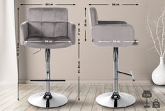 Barhocker Los Angeles Samt chrom - grau