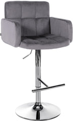 Barhocker Los Angeles Samt chrom - dunkelgrau