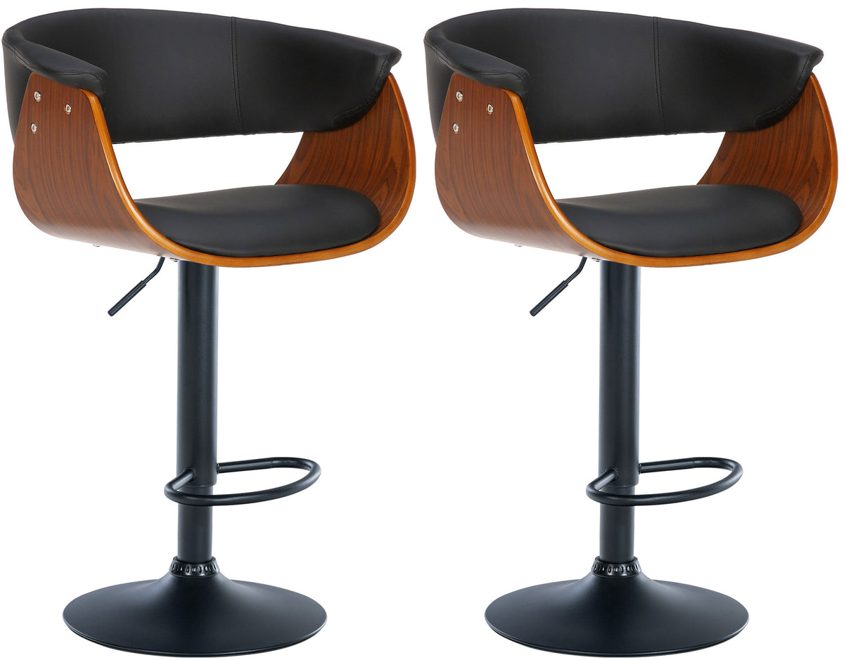 2er Set Barhocker Vestal Kunstleder - walnuss/schwarz
