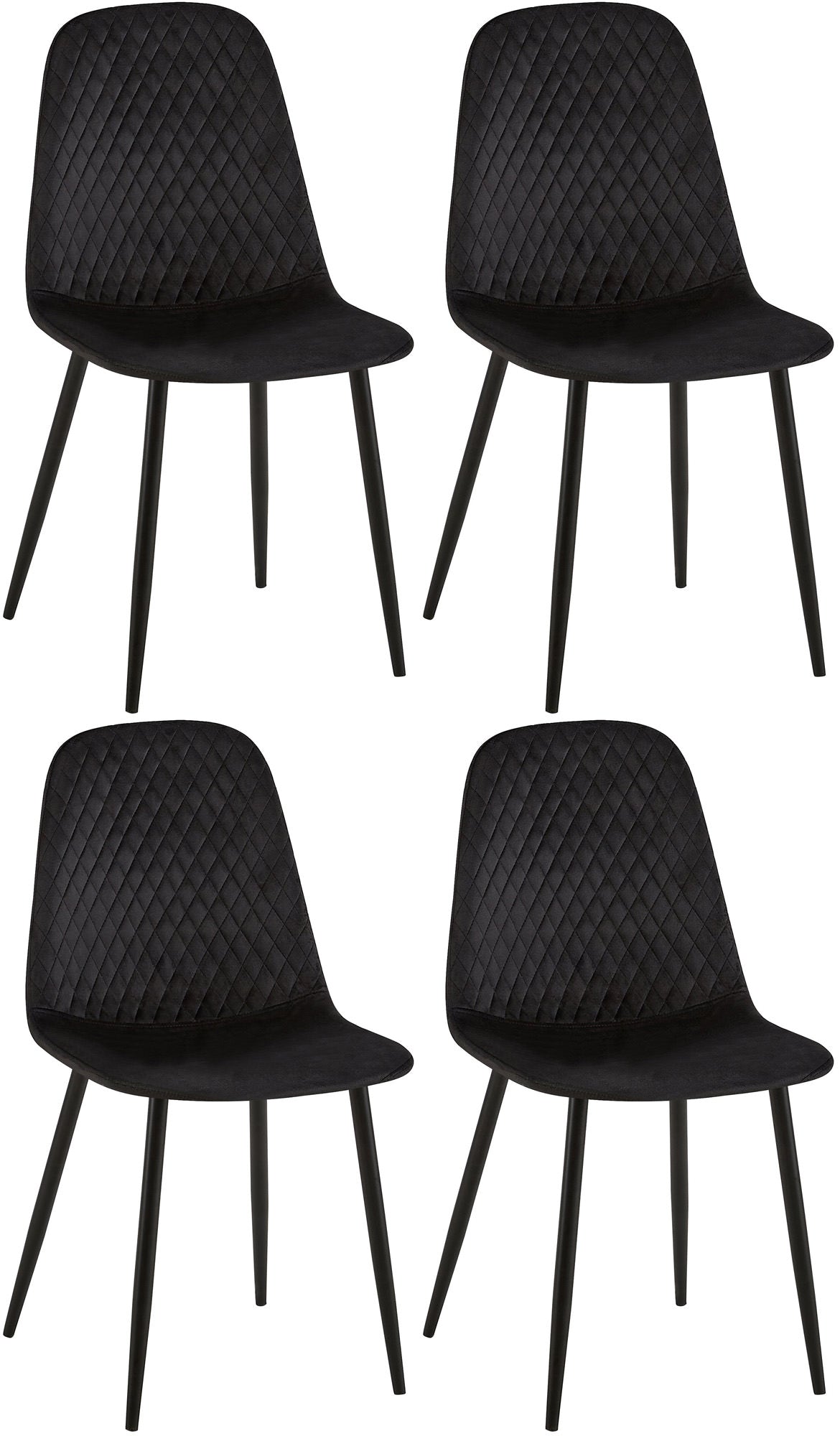 4er Set Stühle Giverny Samt - schwarz