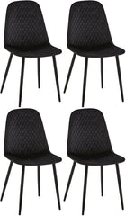 4er Set Stühle Giverny Samt - schwarz