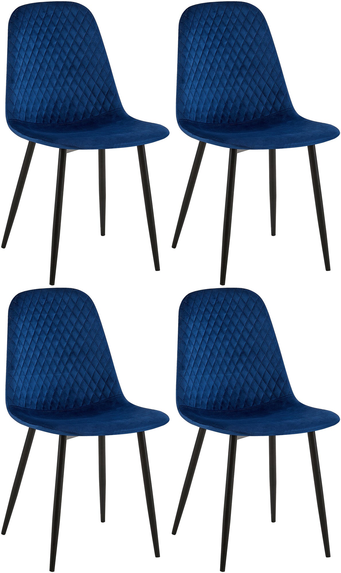 4er Set Stühle Giverny Samt - blau