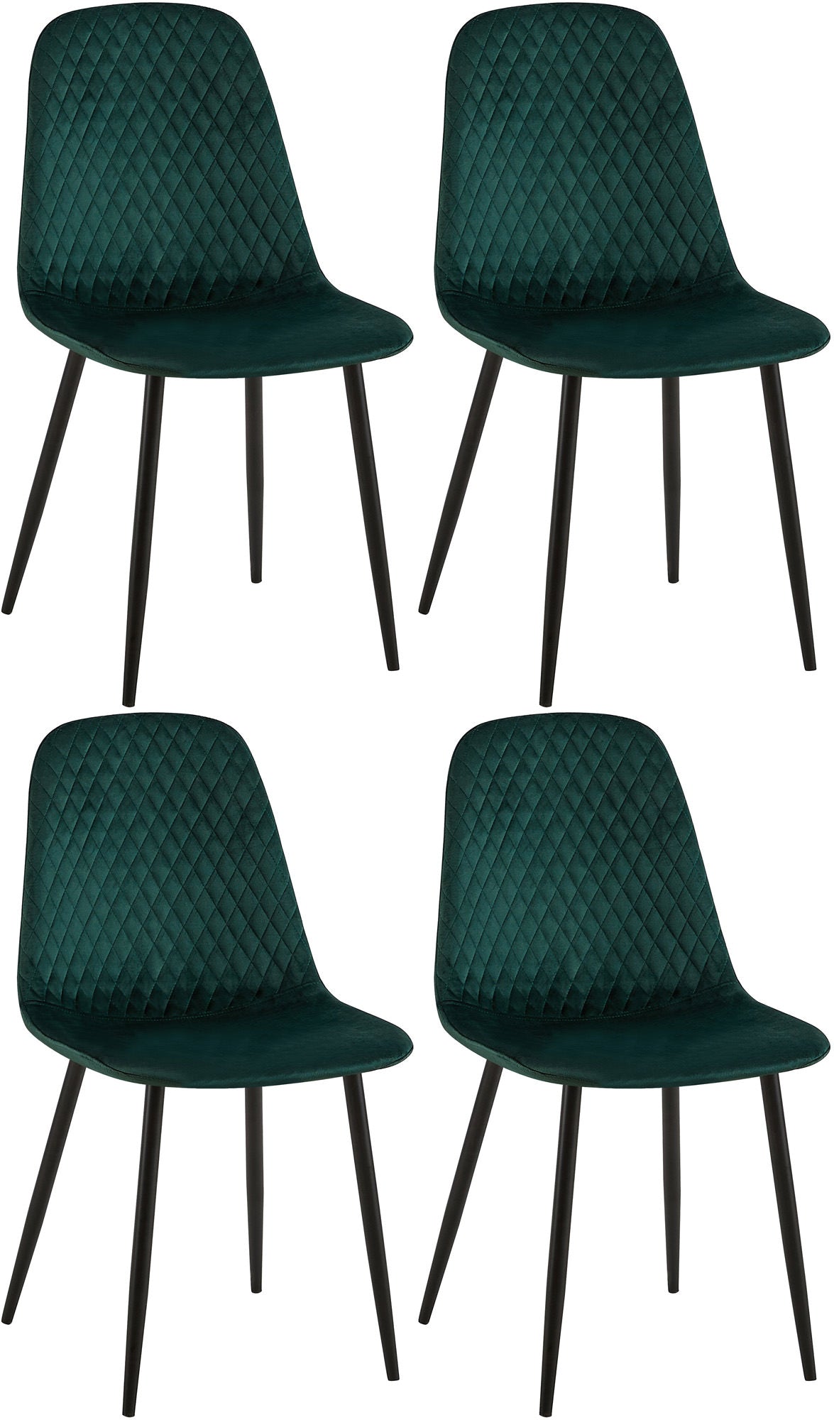 4er Set Stühle Giverny Samt - grün