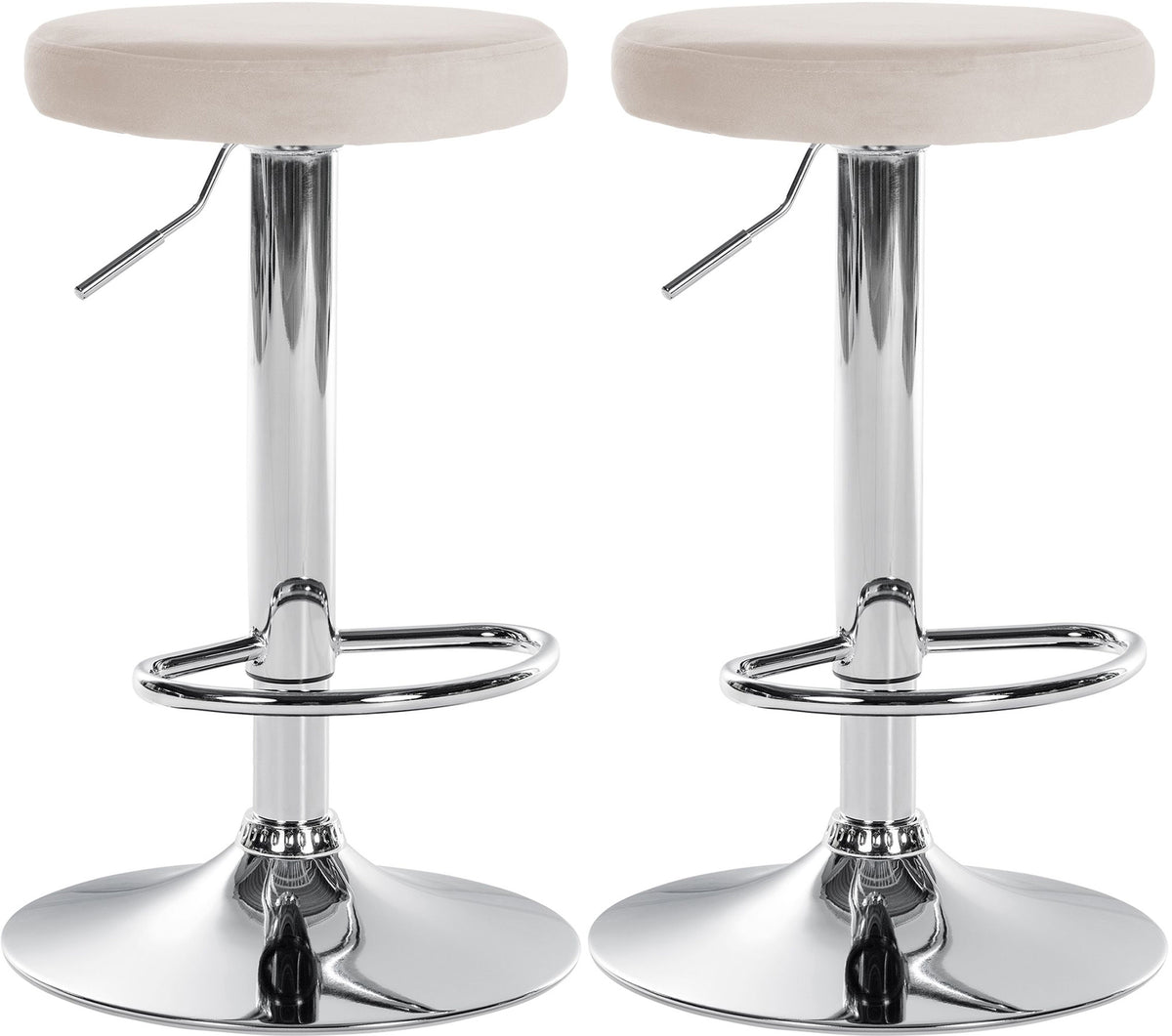 2er Set Barhocker Ponte Samt chrom - creme