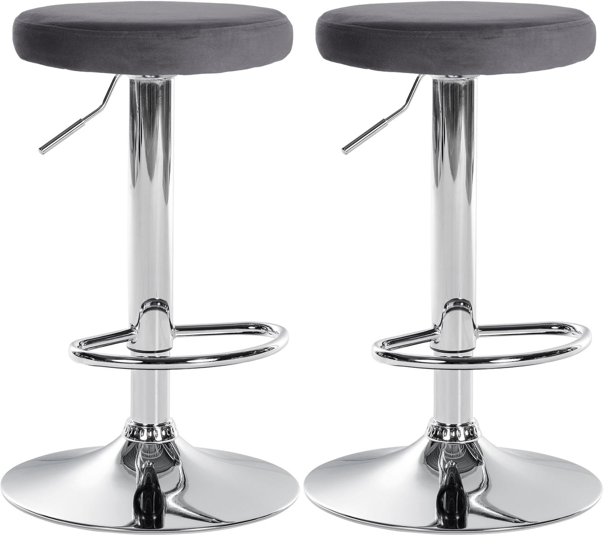 2er Set Barhocker Ponte Samt chrom - dunkelgrau
