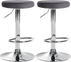 2er Set Barhocker Ponte Samt chrom - dunkelgrau