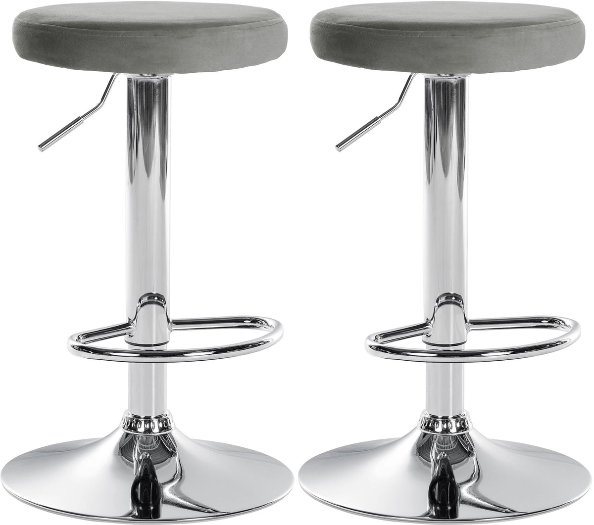 2er Set Barhocker Ponte Samt chrom - grau