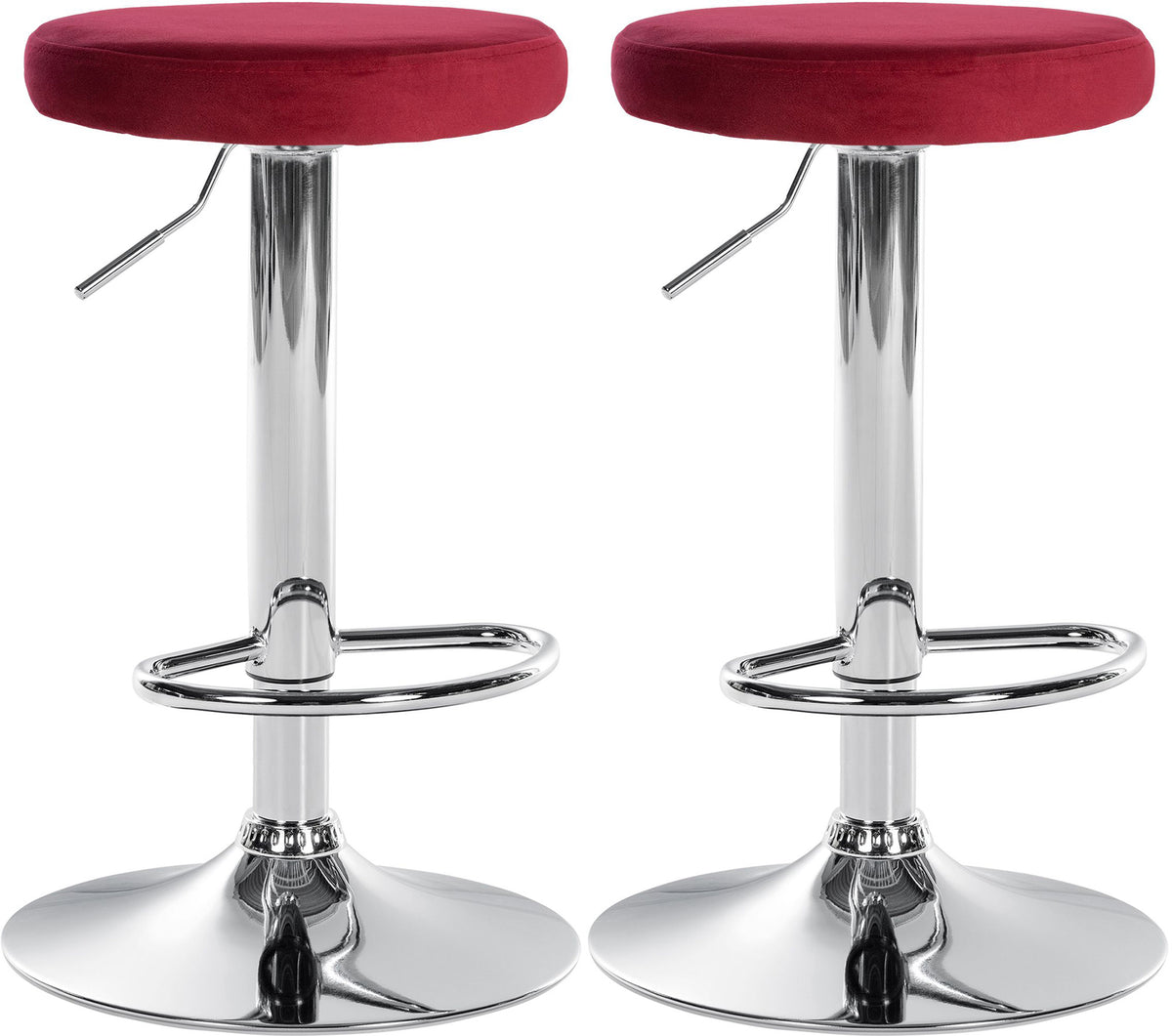 2er Set Barhocker Ponte Samt chrom - rot