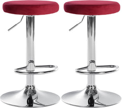 2er Set Barhocker Ponte Samt chrom - rot