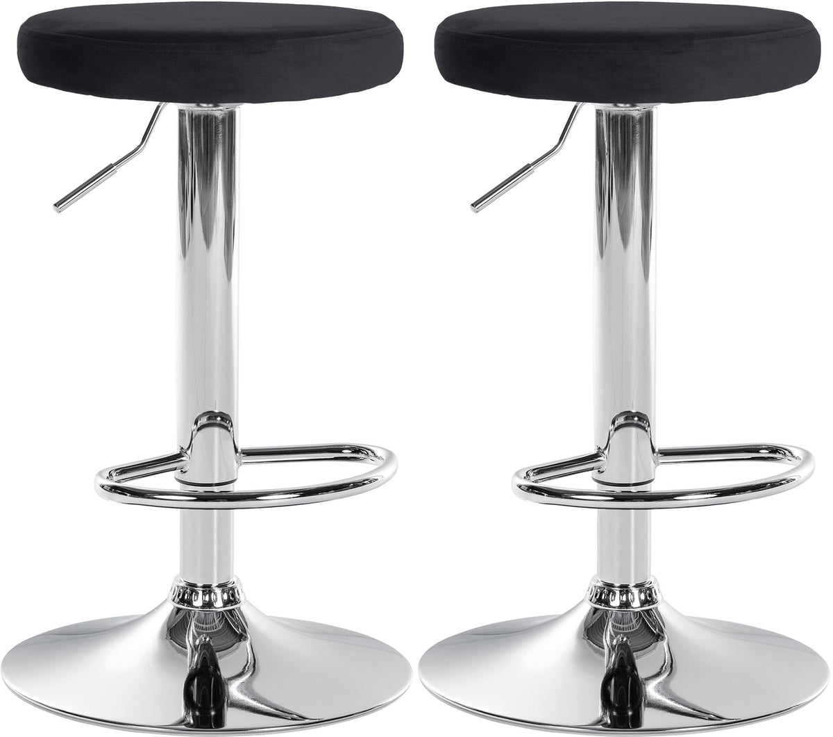 2er Set Barhocker Ponte Samt chrom - schwarz