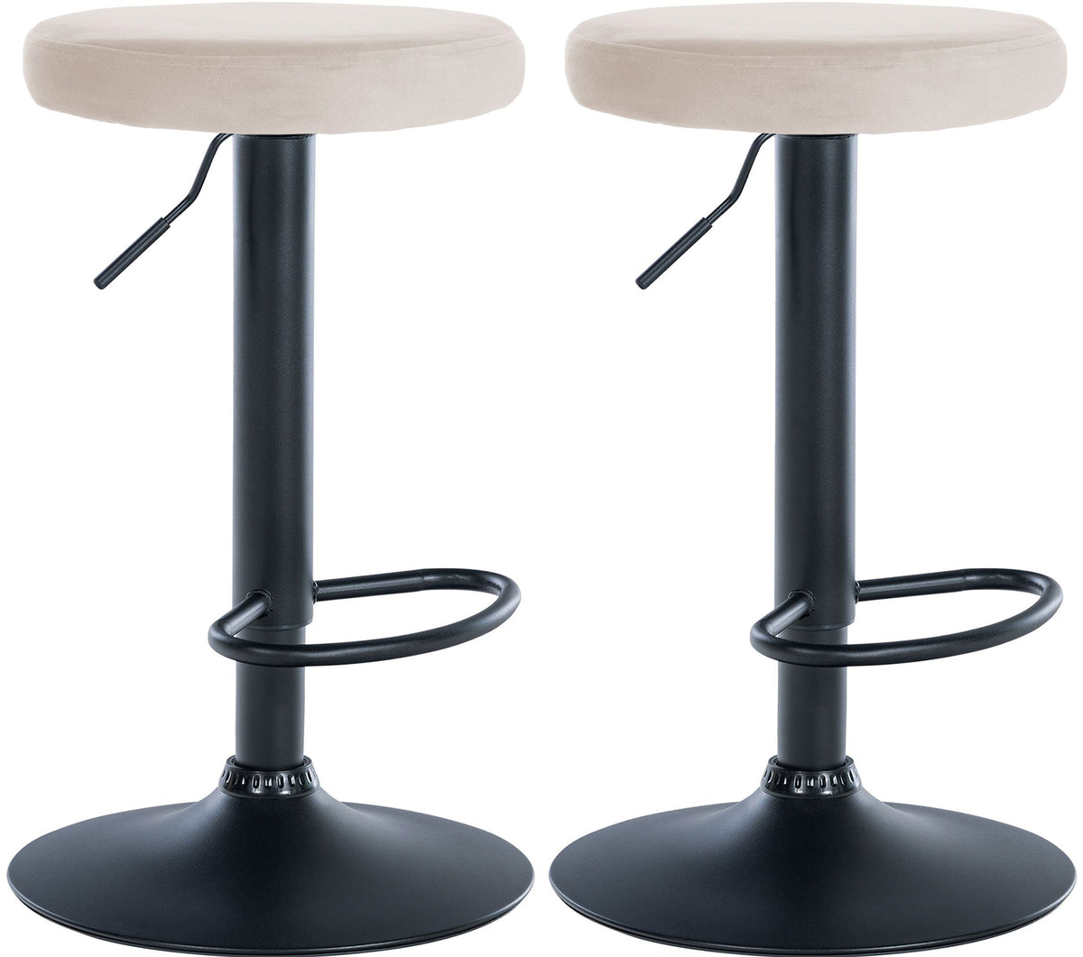 2er Set Barhocker Ponte Samt schwarz - creme