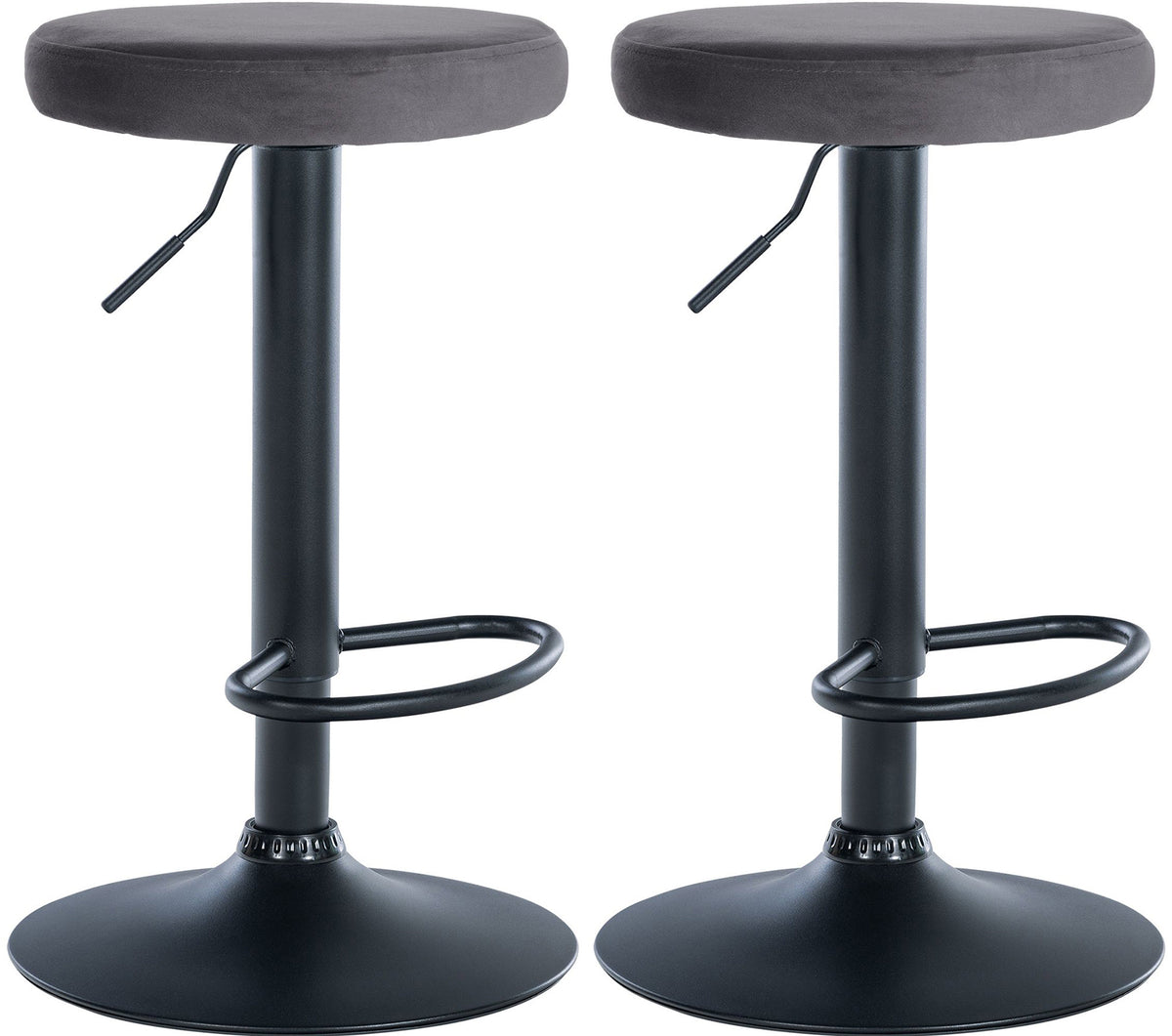 2er Set Barhocker Ponte Samt schwarz - dunkelgrau