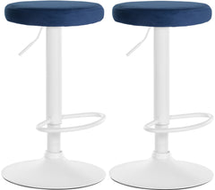 2er Set Barhocker Ponte Samt wei� - blau