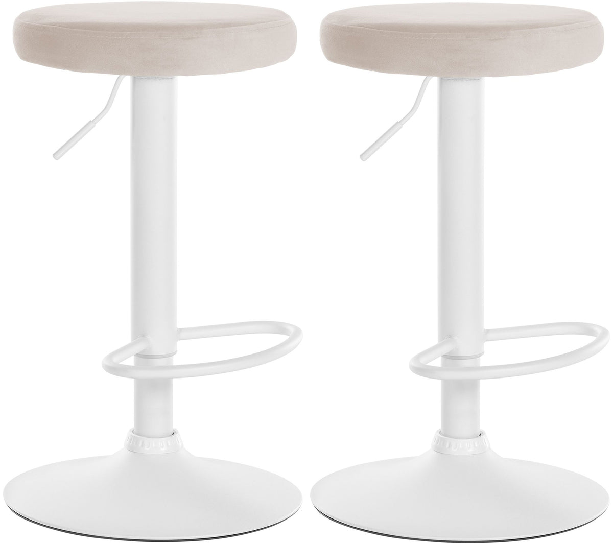 2er Set Barhocker Ponte Samt wei� - creme