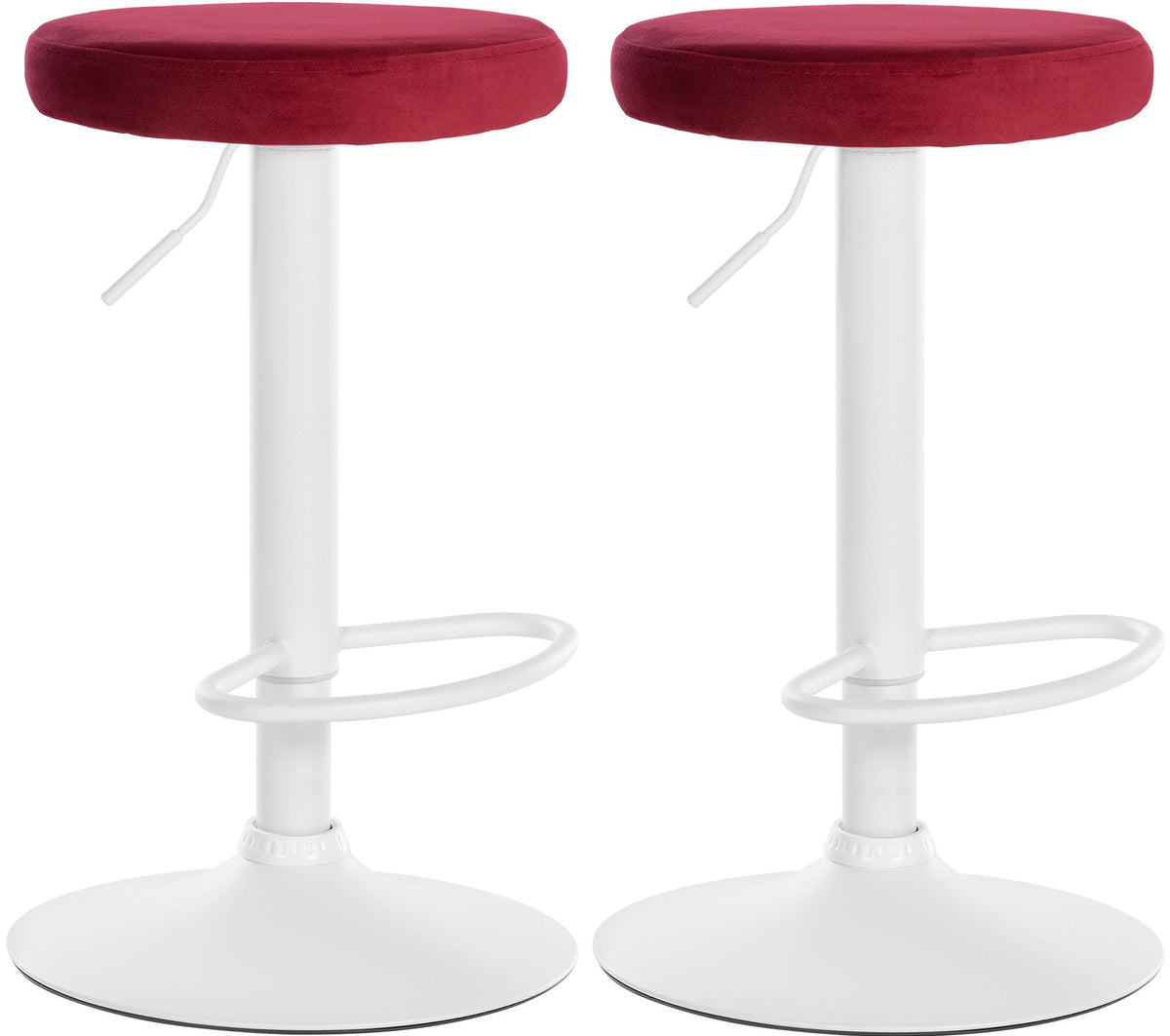 2er Set Barhocker Ponte Samt wei� - rot