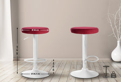 2er Set Barhocker Ponte Samt wei� - rot