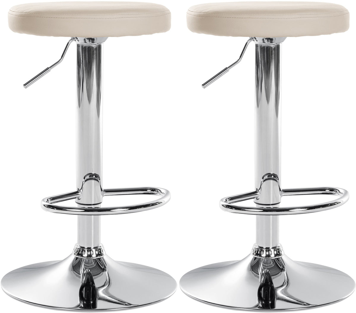 2er Set Barhocker Ponte Kunstleder chrom - creme