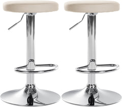 2er Set Barhocker Ponte Kunstleder chrom - creme
