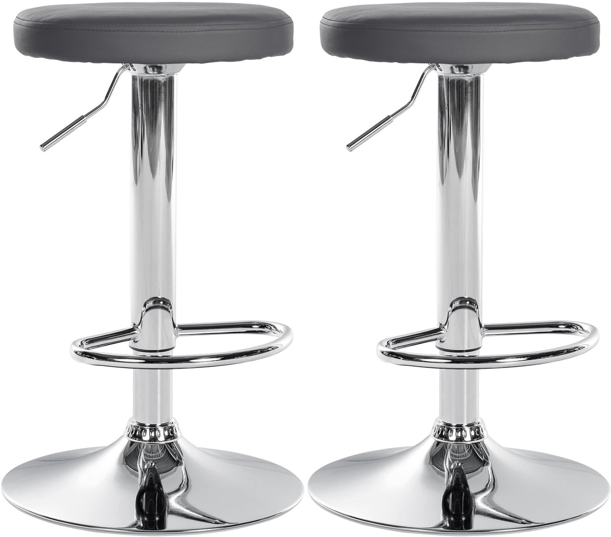 2er Set Barhocker Ponte Kunstleder chrom - grau