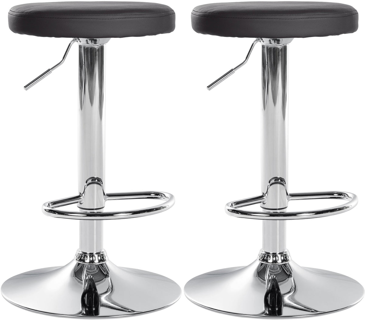 2er Set Barhocker Ponte Kunstleder chrom - schwarz