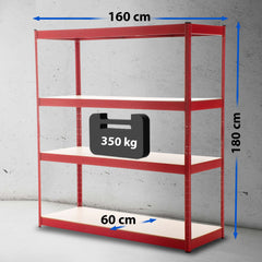 Lagerregal 160x60x180 cm - rot