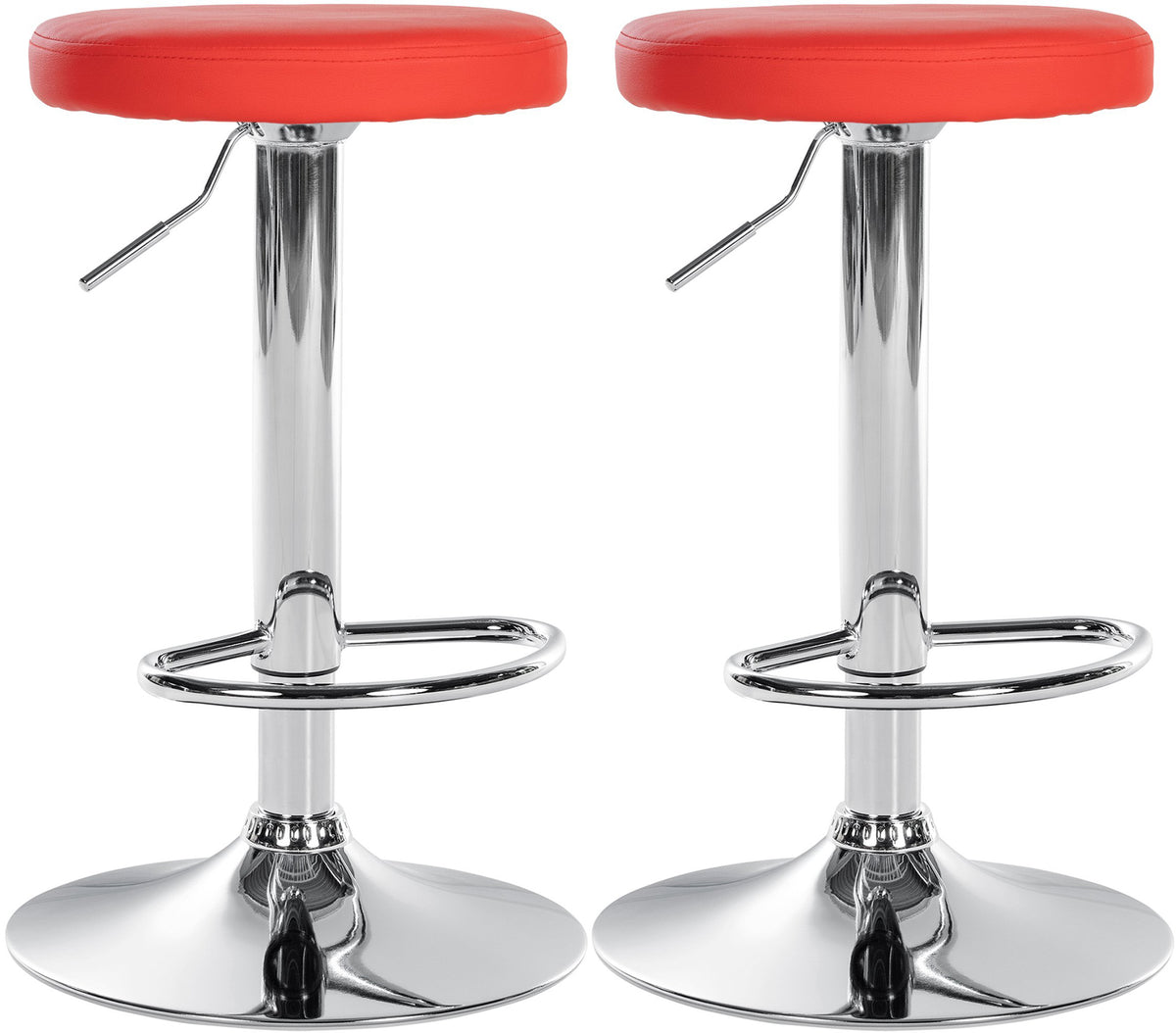 2er Set Barhocker Ponte Kunstleder chrom - rot