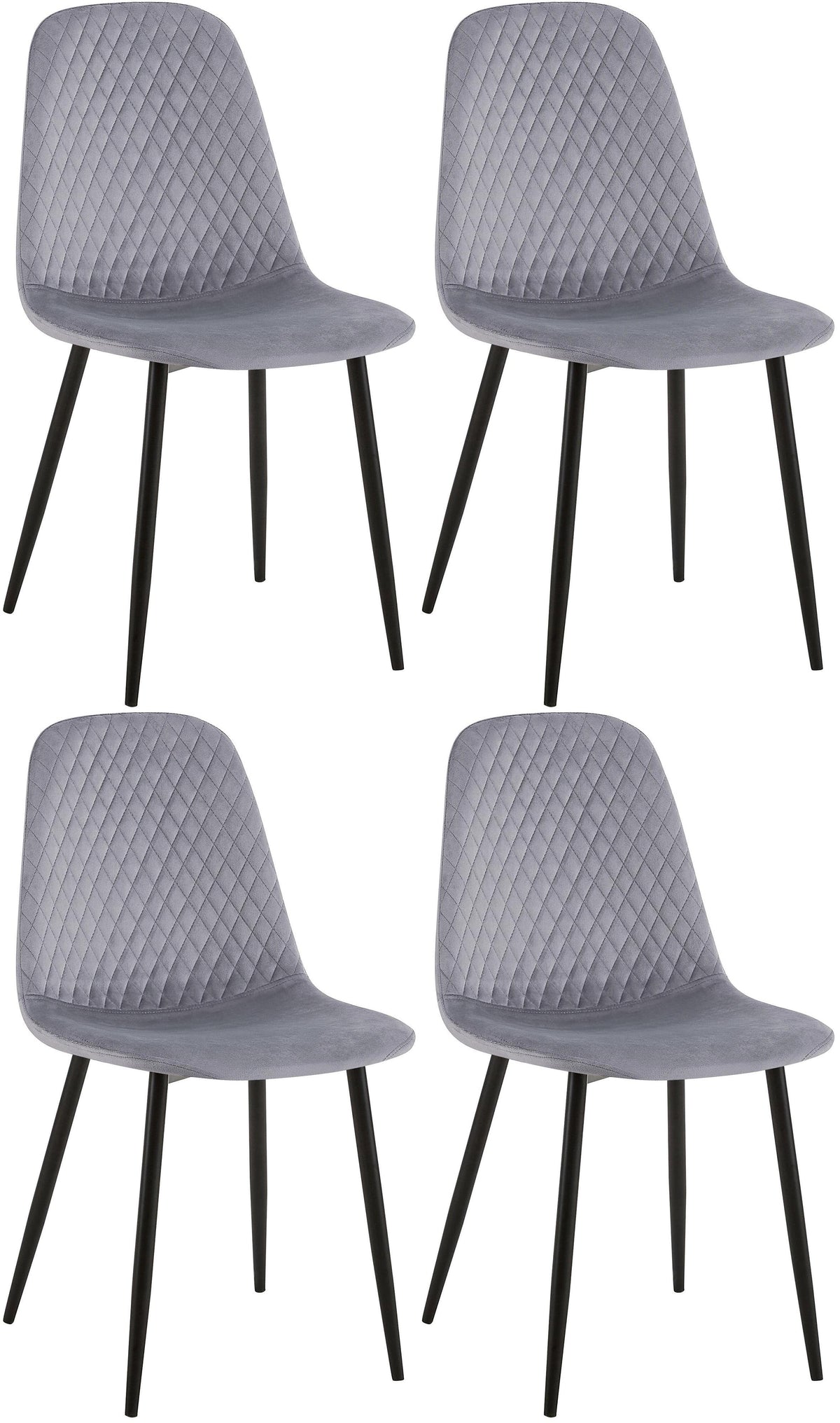 4er Set Stühle Giverny Samt - grau