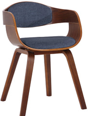 Besucherstuhl Kingston Stoff - walnuss/blau