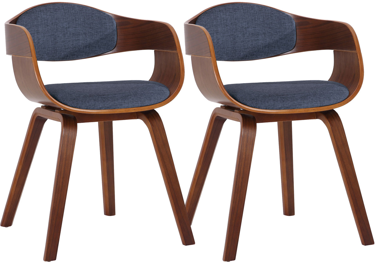 2er Set Stühle Kingston Stoff - walnuss/blau