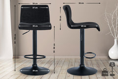 2er Set Barhocker Branford Stoff - schwarz
