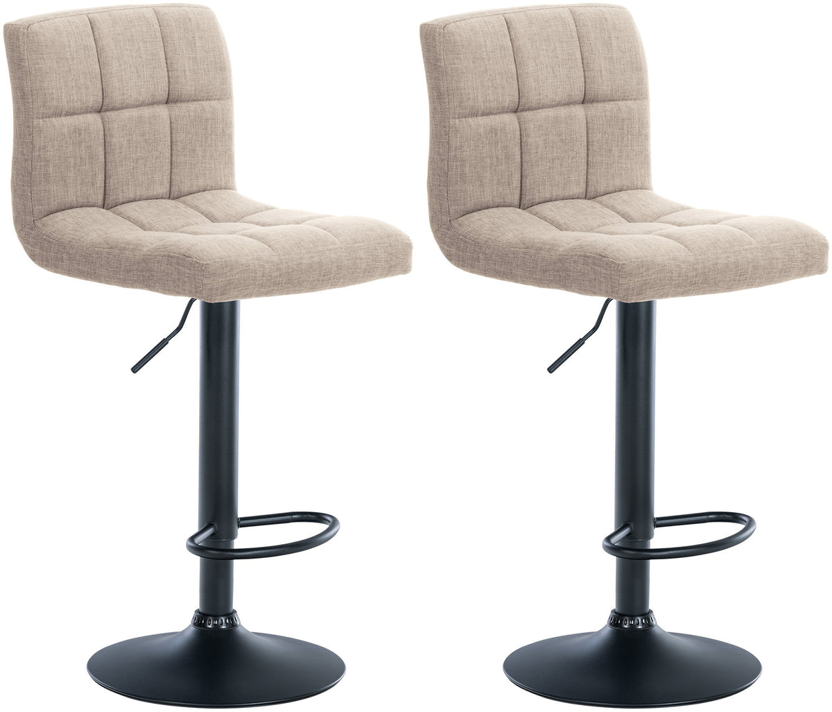 2er Set Barhocker Calma Stoff schwarz - creme