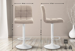 2er Set Barhocker Calma Stoff wei� - creme