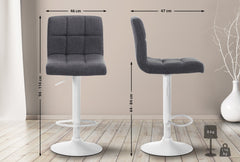 2er Set Barhocker Calma Stoff wei� - hellgrau