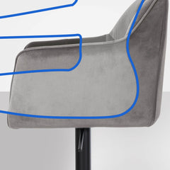 Barhocker Damaso B Samt - grau