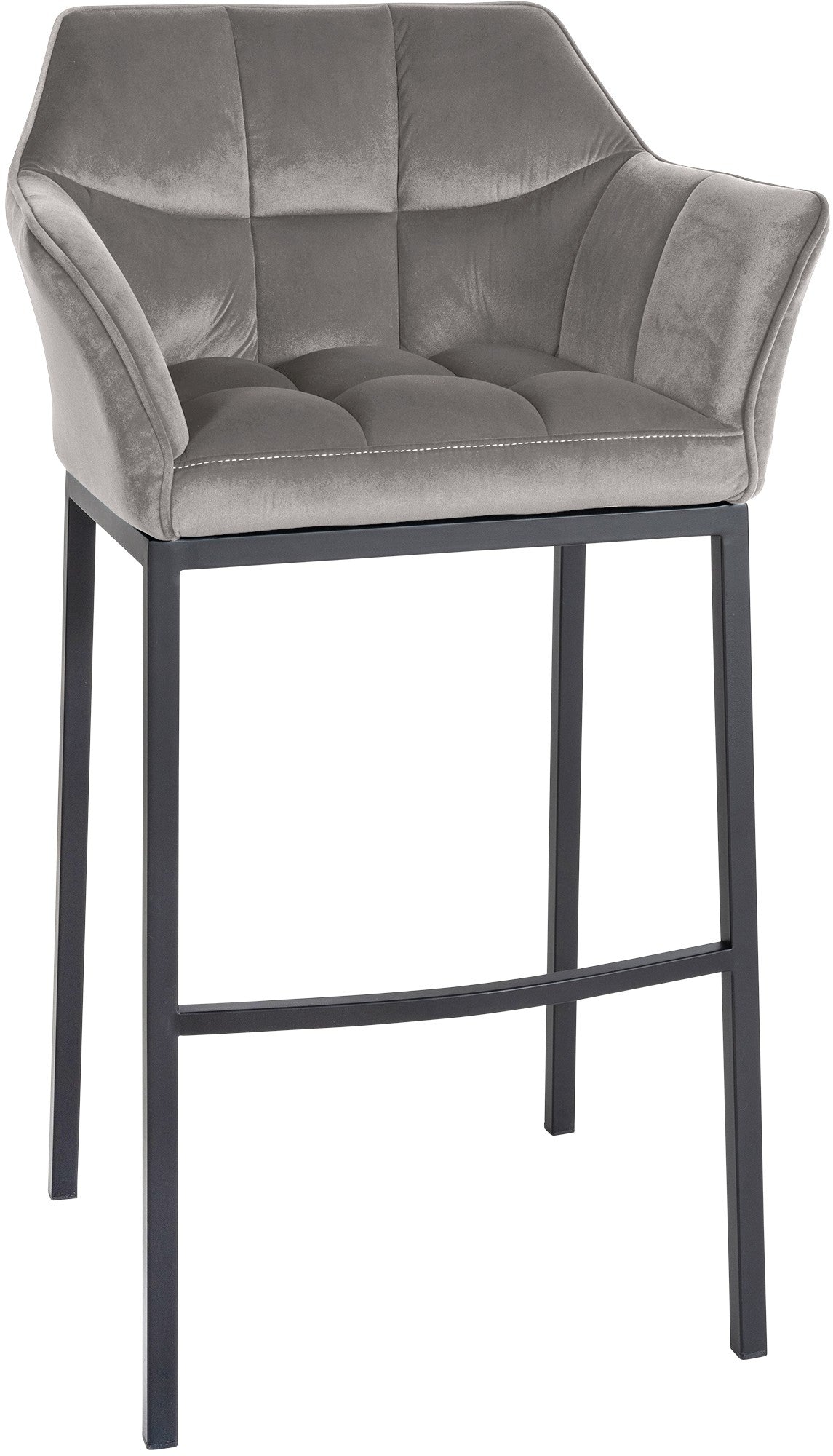 Barhocker Damaso B Samt mit 4-Fu� Gestell - grau