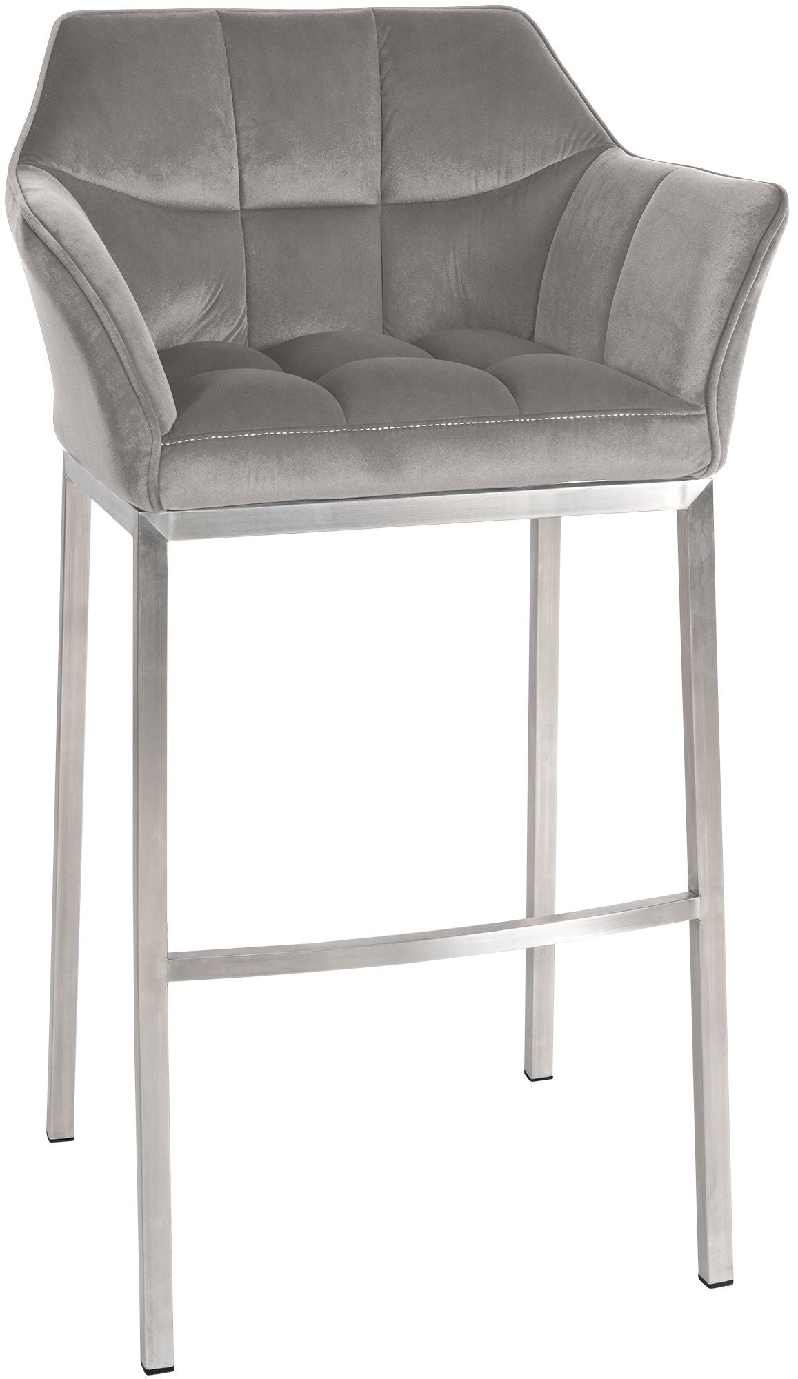 Barhocker Damaso E Samt mit 4-Fu� Gestell - grau