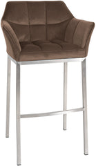 Barhocker Damaso E Samt mit 4-Fu� Gestell - braun