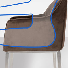 Barhocker Damaso E Samt mit 4-Fu� Gestell - braun