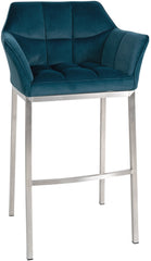 Barhocker Damaso E Samt mit 4-Fu� Gestell - gr�n
